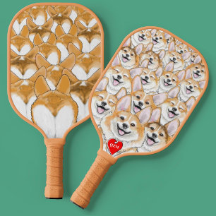 Monogram Dog Tagged Corgi on a Pickleball Paddle