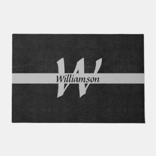 Monogram Door Mat Black & Grey Name Initials