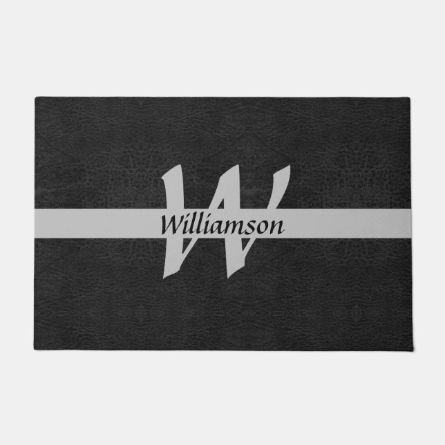 Monogram Door Mat Black & Grey Name Initials (Front)
