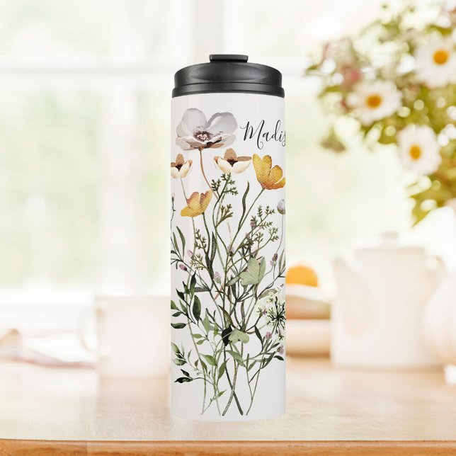 Monogram Dried Wildflower Bouquet Thermal Tumbler (In situ)