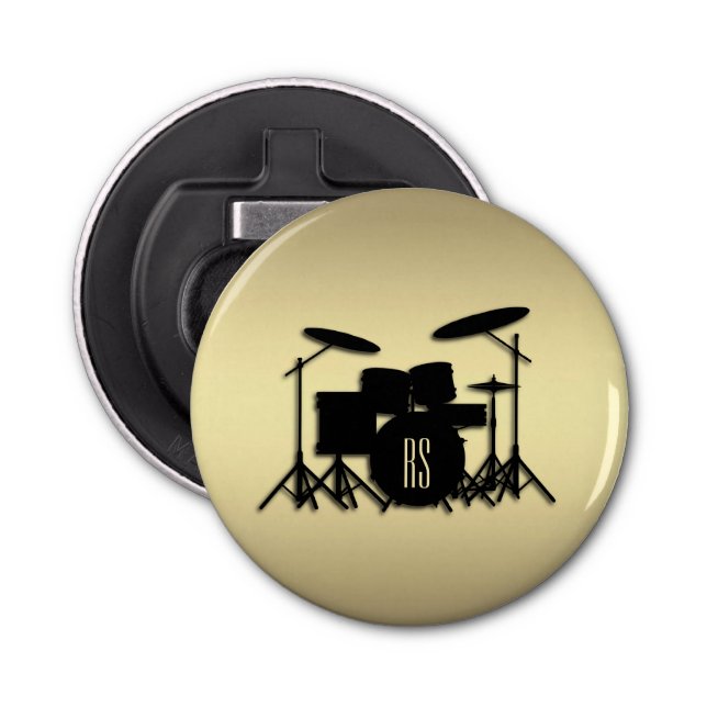 Monogram Drum Set Gold Bottle Opener (Front)