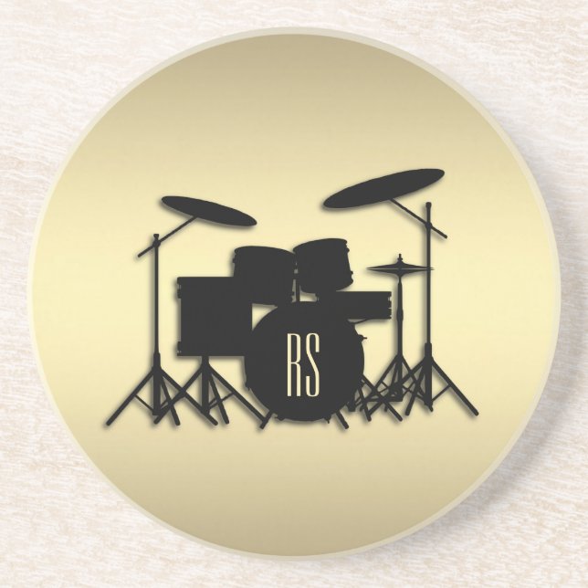 Monogram Drum Set Gold Coaster (Front)
