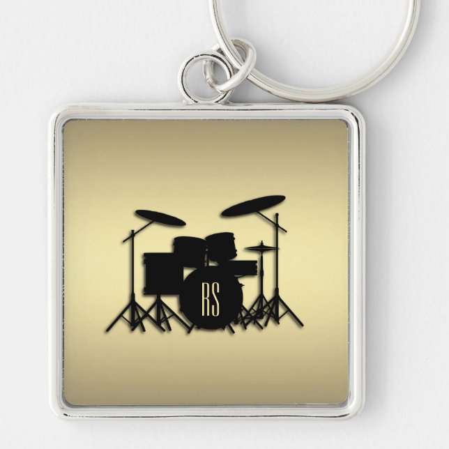 Monogram Drum Set Gold Key Ring (Front)