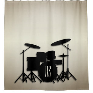 Monogram Drum Set Gold Shower Curtain