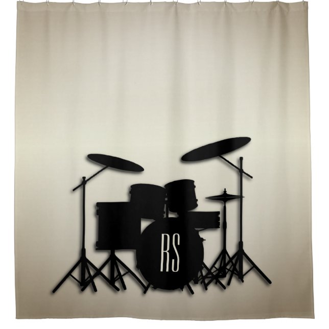 Monogram Drum Set Gold Shower Curtain (Front)
