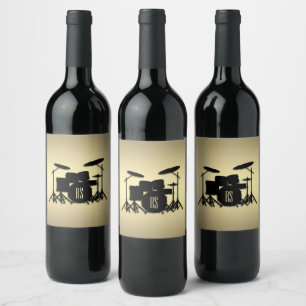 Monogram Drum Set Gold Wine Label