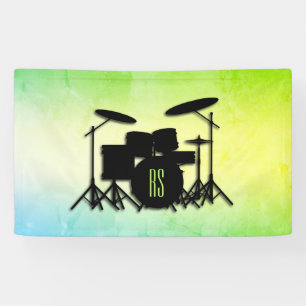 Monogram Drum Set Green Banner