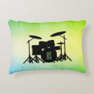 Monogram Drum Set Green Decorative Cushion