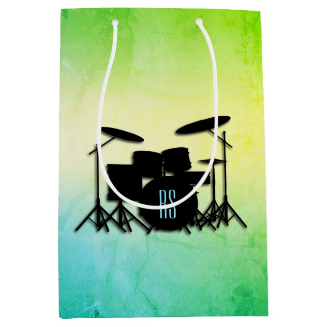 Monogram Drum Set Green Medium Gift Bag (Front)