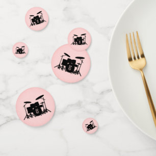 Monogram Drum Set Music Design Pink Confetti