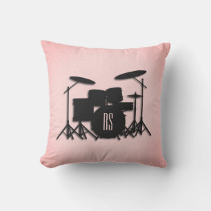 Monogram Drum Set Music Design Pink Cushion