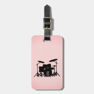 Monogram Drum Set Music Design Pink  Luggage Tag
