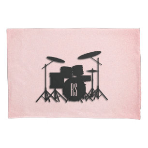 Monogram Drum Set Music Design Pink  Pillowcase
