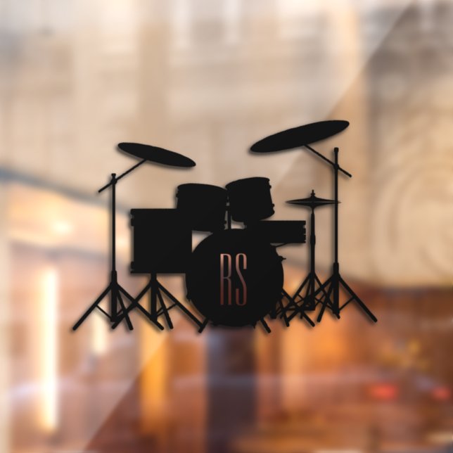 Monogram Drum Set Music Design Pink Shower Curtain (Sheet 2)