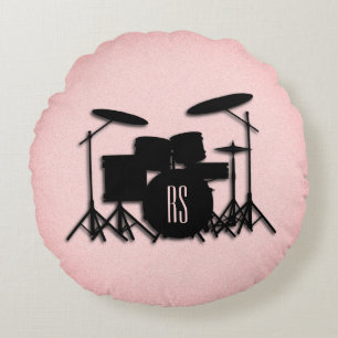Monogram Drum Set Music Design  Round Cushion