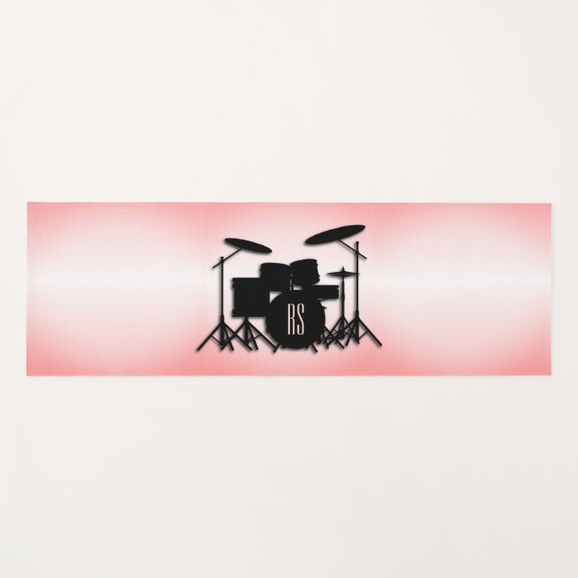 Monogram Drum Set Pink Yoga Mat (Front (Horizontal))