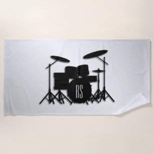 Monogram Drum Set Silver Beach Towel