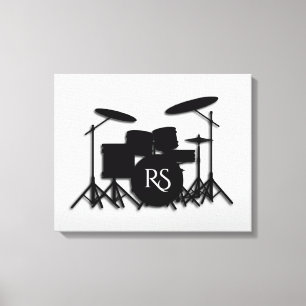 Monogram Drum Set Silver Canvas Print