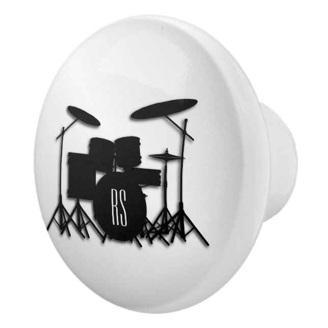 Monogram Drum Set Silver Ceramic Knob (Right)