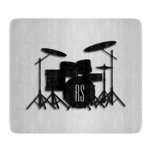 Monogram Drum Set Silver Cutting Board