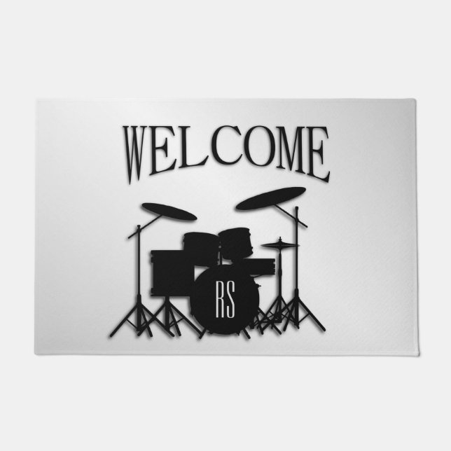 Monogram Drum Set Silver Doormat (Front)