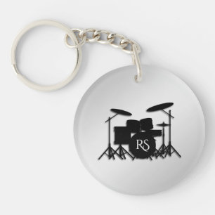 Monogram Drum Set Silver Key Ring