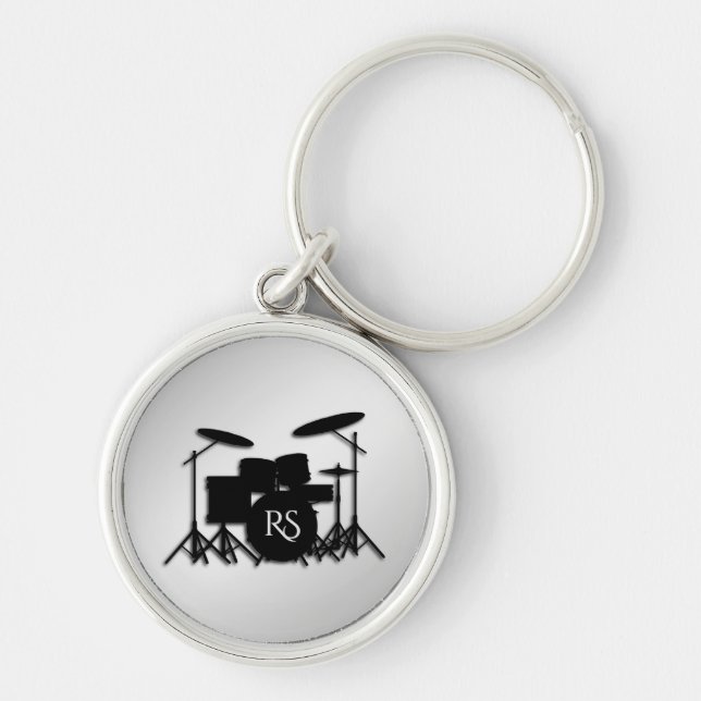 Monogram Drum Set Silver Key Ring (Front)
