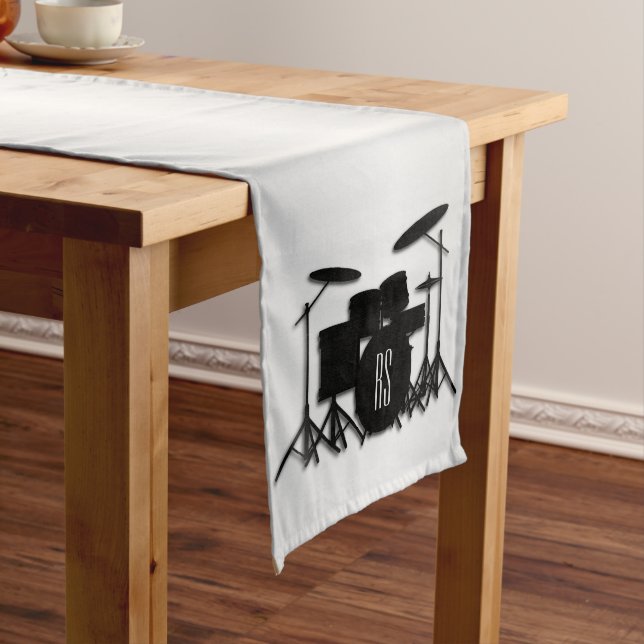 Monogram Drum Set Silver Long Table Runner (In Situ)