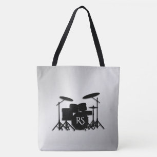 Monogram Drum Set Silver Tote Bag