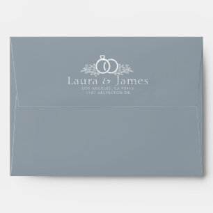 Monogram dusty blue Calligraphy Minimal Wedding  Envelope