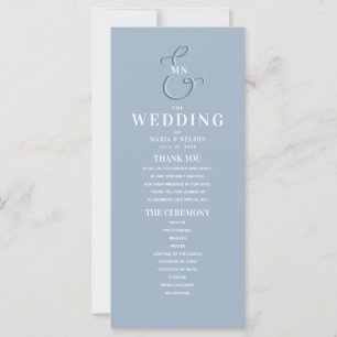 Monogram Dusty Blue Wedding Program