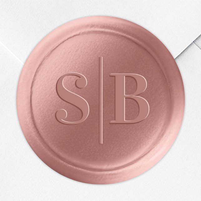 Monogram Dusty Rose Pink Wax Seal Wedding Stickers (Creator Uploaded)