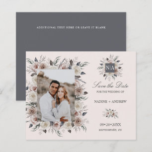 Monogram Dusty Rose Wedding photo SAVE THE DATE