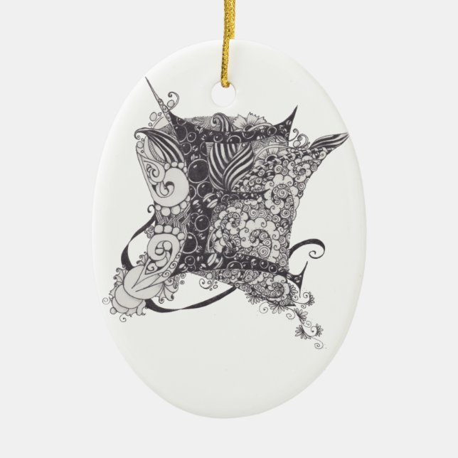 Monogram E Ceramic Tree Decoration (Front)