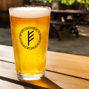 Monogram E -Fun Norse Viking Rune Style Pint Glass