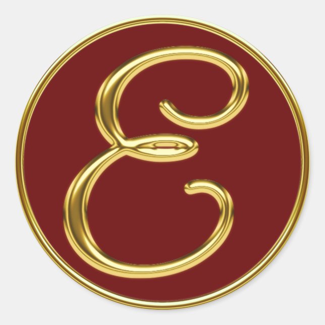 Monogram E in 3D gold Classic Round Sticker (Front)