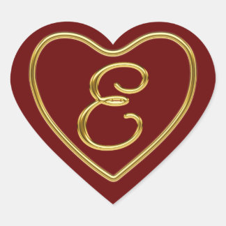 Monogram E in 3D gold Heart Sticker