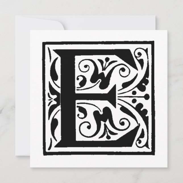 Monogram E Initial Black and White Floral Pattern (Front)