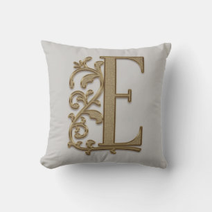 Monogram E Light Grey Family, Wedding, Birthday Cushion