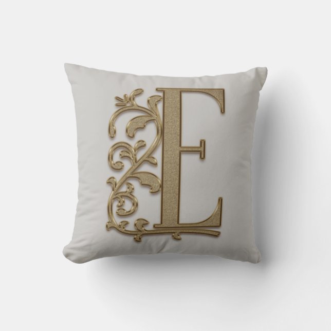 Monogram E Light Grey Family, Wedding, Birthday Cushion (Front)