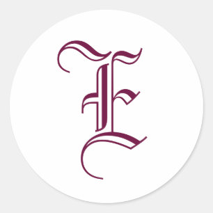 Monogram "E" Sticker Old English Style_Wine text