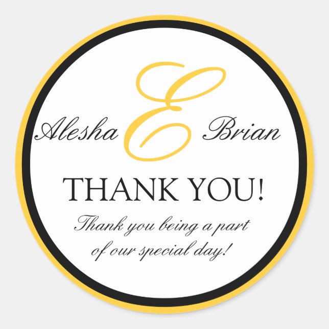 Monogram E WeddingThank You Stickers (Front)
