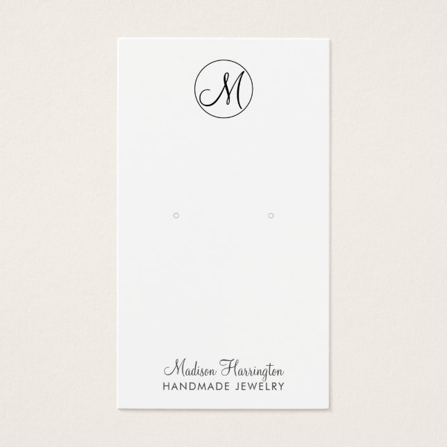 Monogram Earring Jewellery Display Card (Front)