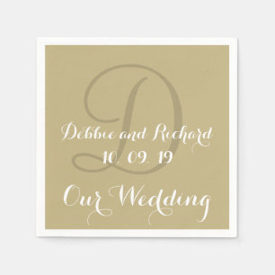 Monogram Ecru Bold Coloured Wedding Paper Napkins