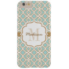 Monogram Eggshell Blue and Gold Quatrefoil
