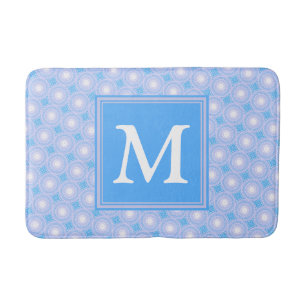 Monogram Electric blue circles pattern Bath Mat