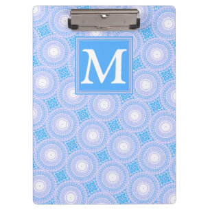 Monogram Electric blue circles pattern Clipboard