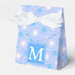 Monogram Electric blue circles pattern Favour Box