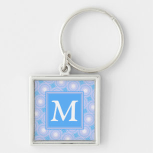 Monogram Electric blue circles pattern Key Ring
