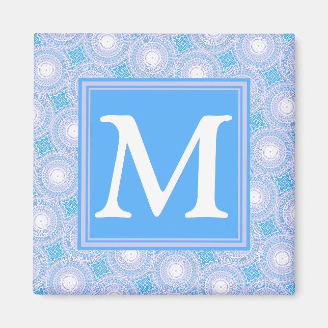 Monogram Electric blue circles pattern Magnet (Front)